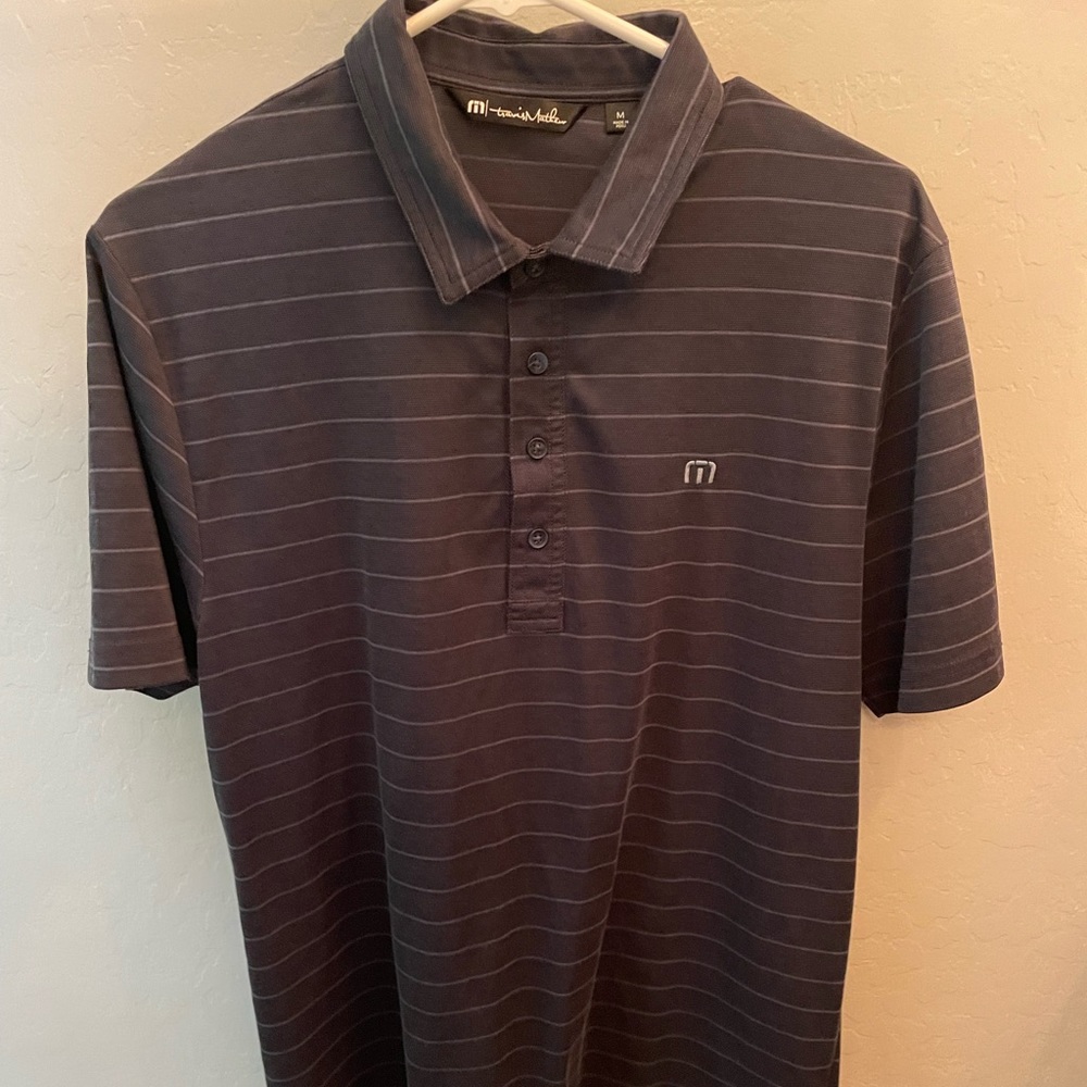 Travis Mathew Men's Navy Black Stripe Polo